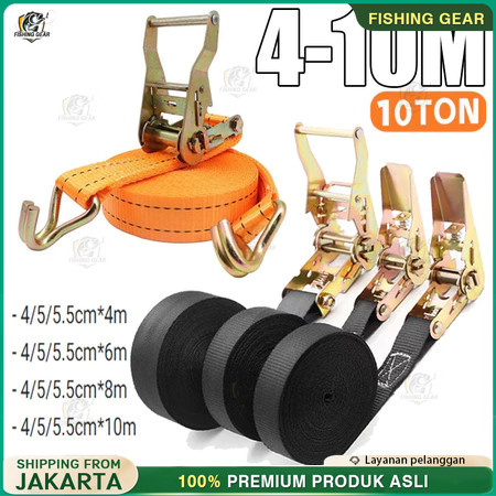 5cmX 6/8 meter/ 4cm x 4/6/8/10 meter Tali pengikat Barang motor/Ratchet tie down 10Ton tali pengikat