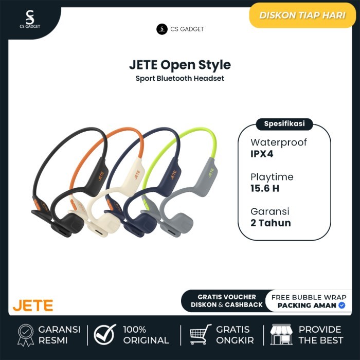 Sport Headset Bluetooth JETE Open Style IPX4 - Garansi 2 Tahun | Jete Headset Open Style