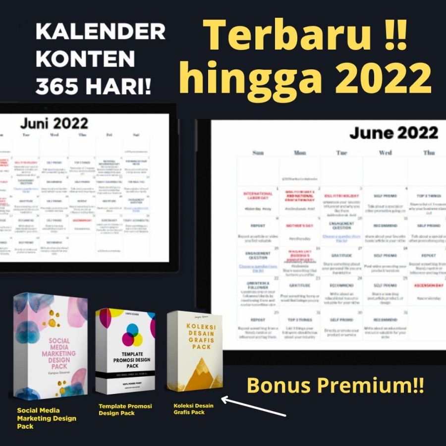 Bikin Konten Di Media Social Hingga 2022, 365 Kalender Terbaru