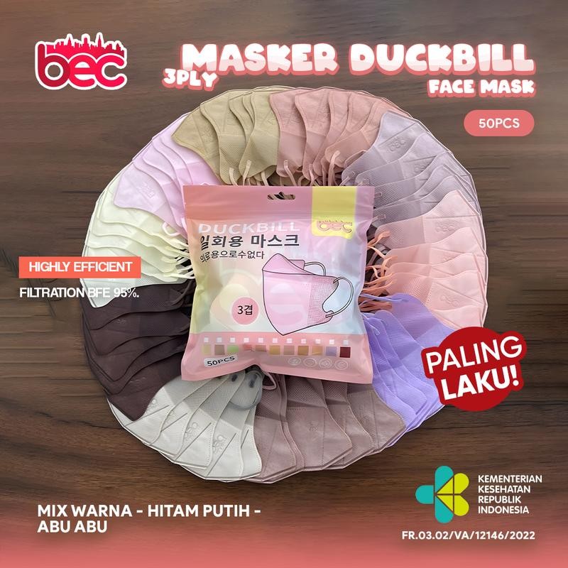 

[B.E.C] Masker Duckbill Warna 50pcs MASKER DUCKBIL 3PLY Mask