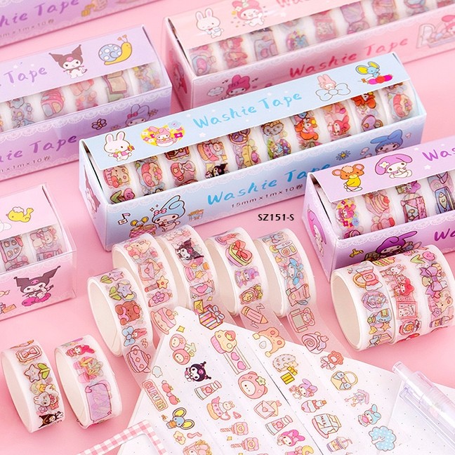 

[Whispers] CBA Mainan Sticker Tape Selotip Roll Kuromi Capybara DIY Kreatifitas Anak Perempuan 4 5 6