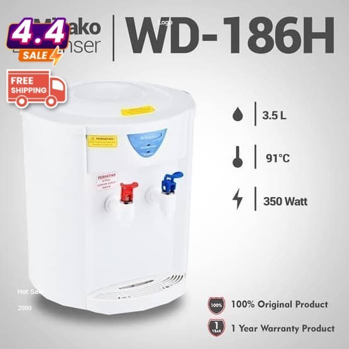 Miyako Water Dispenser Air WD-186H Hot & Normal BR1 MYKL