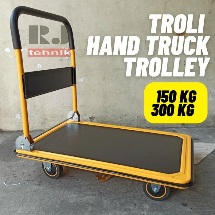 Troli Handtruck Trolly Dorongan Lipat Angkut Barang Gledekan 300kg
