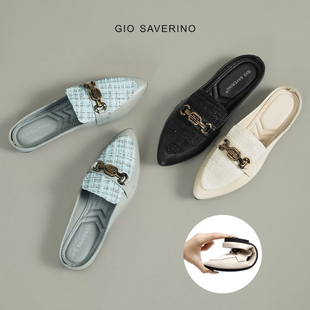 Gio Saverino Sepatu Sandal Flat Shoes Mules Wanita Korea Shella
