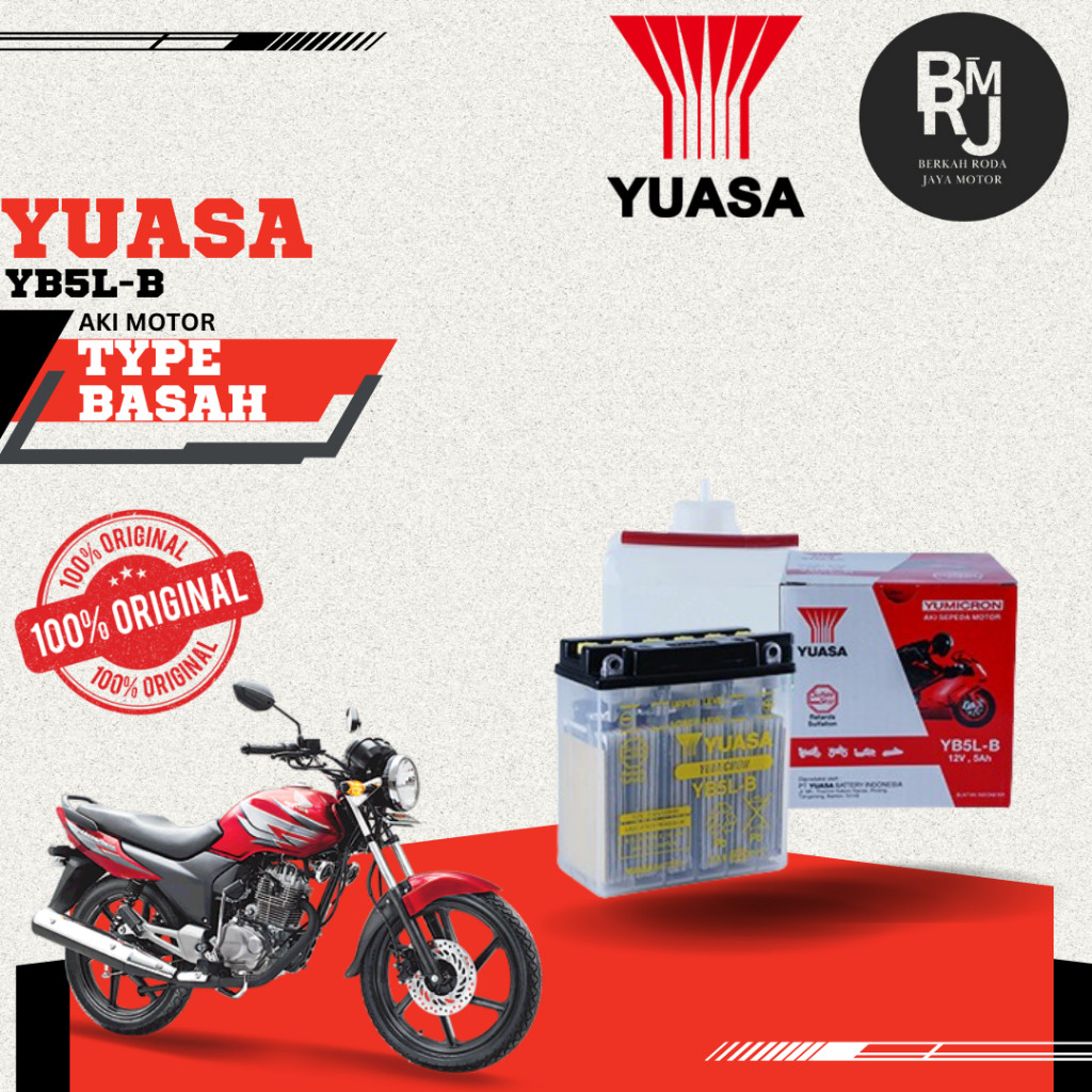 Accu aki Yuasa battery baterai YB5L B basah sepeda motor Mio lama