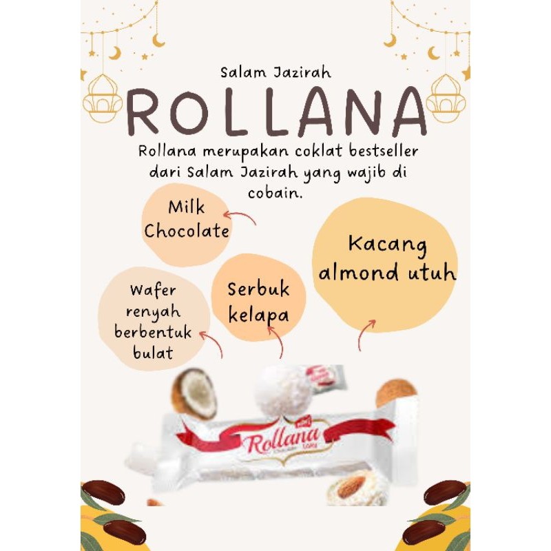 

JAMIN MURAH !!!Rollana Chocolate Almond || RollanaChocolate || Rollana Milk Choco Peanut Butter || Original || Best Seller || Coklat Oleh-oleh Umroh || Coklat Import Premium(BISA LANGSUNG ORDER)