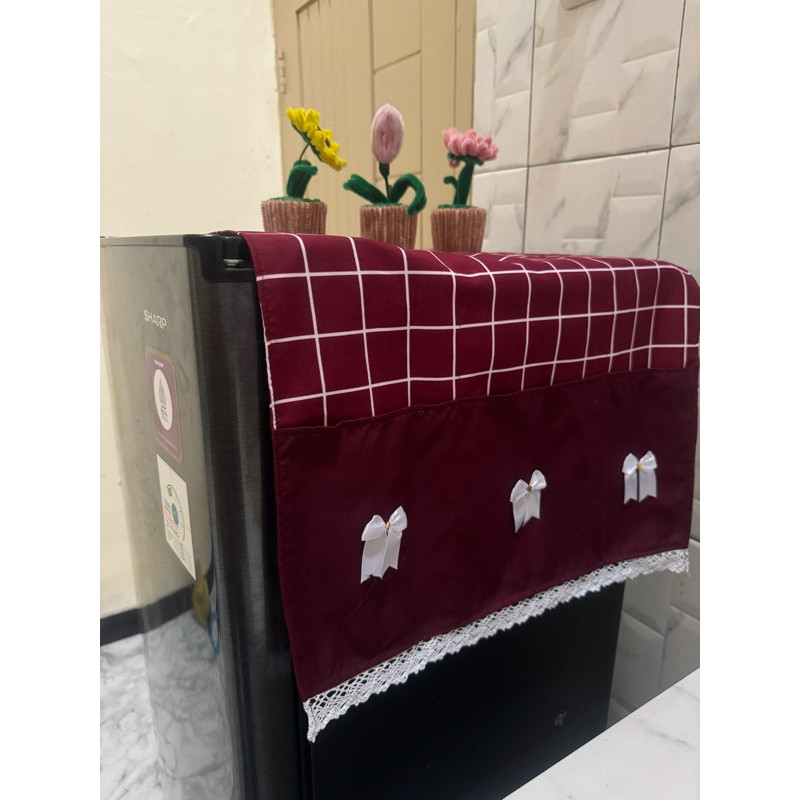 tutup kulkas kotak renda/ cover kulkas