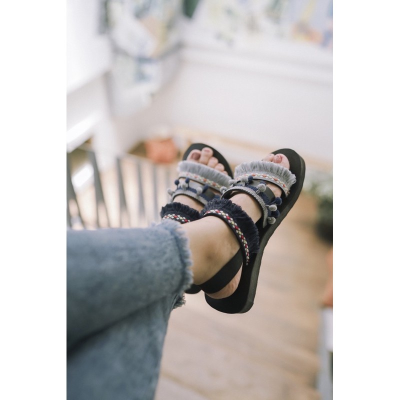 BORONGIN Blacky A23 sandal bohemian sandal boho sol tebal empuk sandal wanita casual kekinian sandal