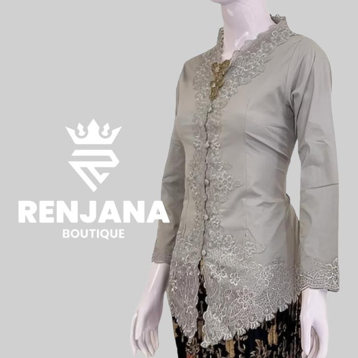 atasan kebaya encim bordir modern - Cream, L
