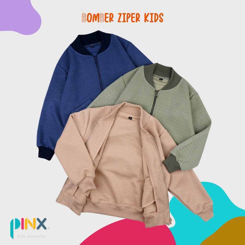 BENO_SHOP.ID PinxKids - Bomber Jacket Anak Unisex usia 1 - 10 tahun - Jaket Zig zag knit