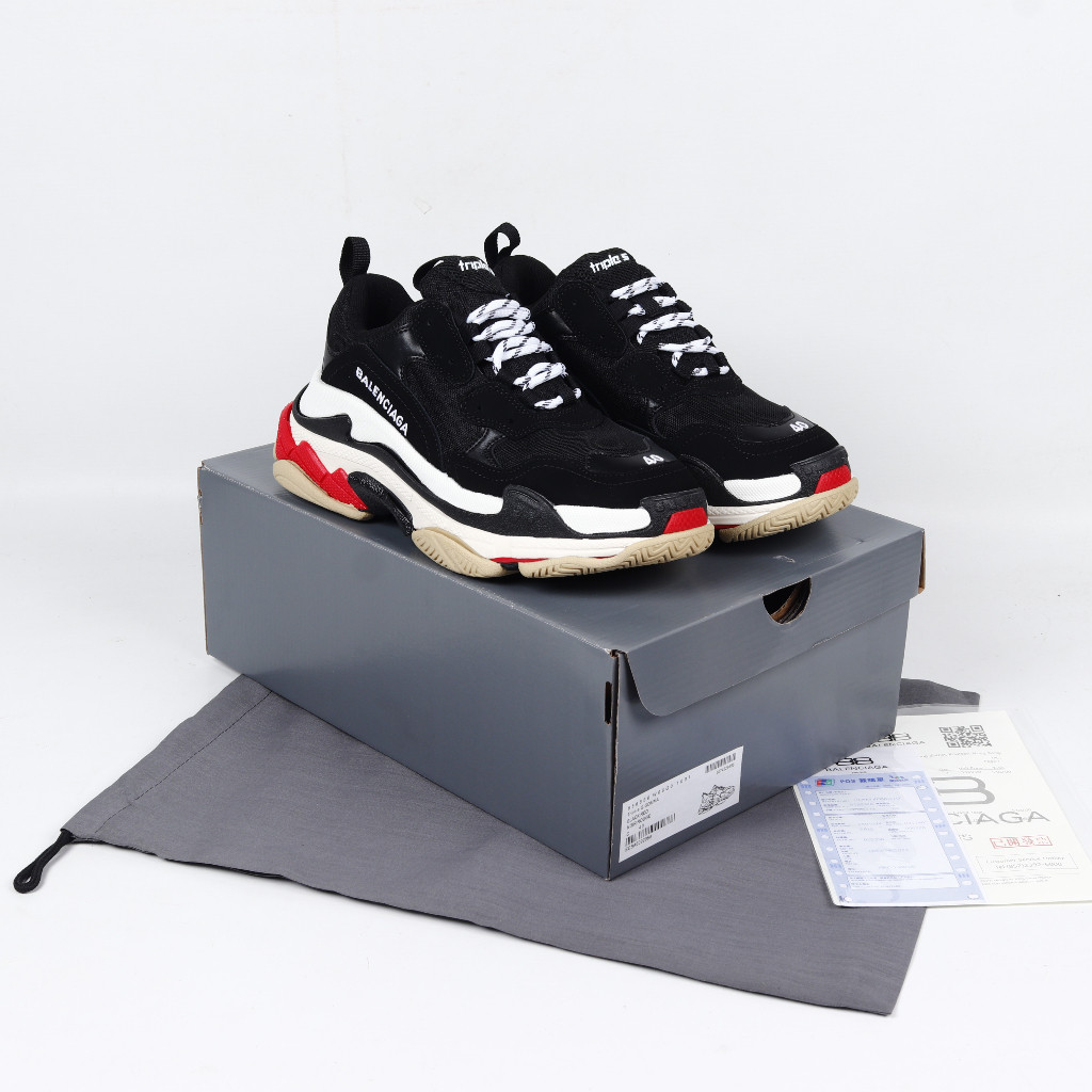 (ZEEZ) Sepatu Balenciaga Triple S Black White Red