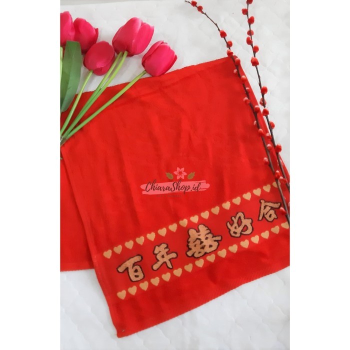 Handuk Merah Souvenir Teapay/ Tepai/ Handuk Sangjit/ Handuk Shuang Xi