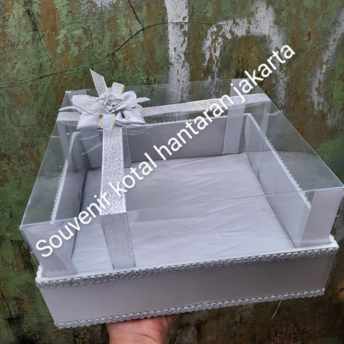 kotak hantaran seserahan tempat kue mika warna silver