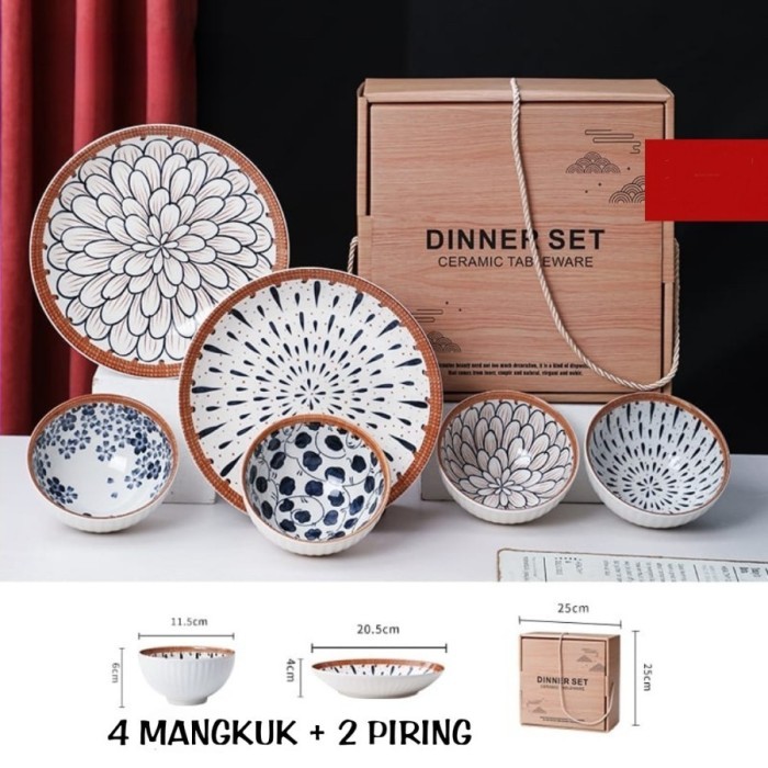 

Best Seller Japanese Hampers Wedding Gift plate & Bowl Set | Hampers Nikah - 4 Bowl+2 Plate