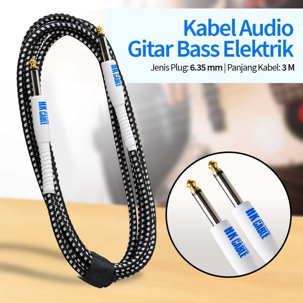 Jnstore31 HK Cable Kabel Audio Gitar Bass Elektrik 6.35mm 24 AWG OFC Braided 3m - CBC-30