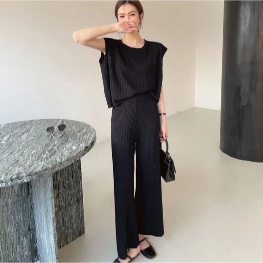 C.E - RRX BAJU SETELAN MONELA KOREAN TANPA LENGAN TERBARU / ONE SET DIORY KNIT TOP / ONESET WANITA /