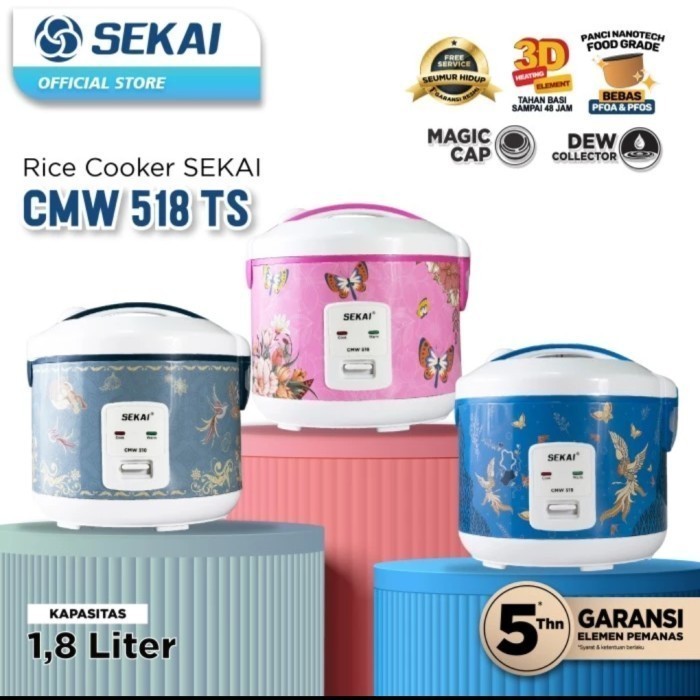 SEKAI CMW-518 Rice Cooker 2in1 1,8L Penanak Nasi Magic Com CMW 518 Ori