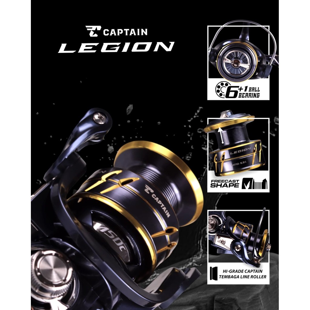Reel Pancing CAPTAIN LEGION 1000 - 6000 (6+1 Seal Bearing) Power Handle Murah