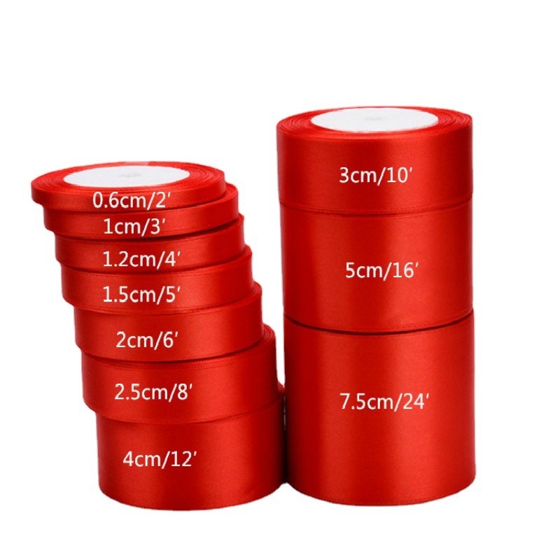 

Red Satin Ribbon 25 Yards 6mm-75mm Packing Material DIY Bow Craft Decor Wedding Party Decor Gift Wrapping Scrapbooking Supplies