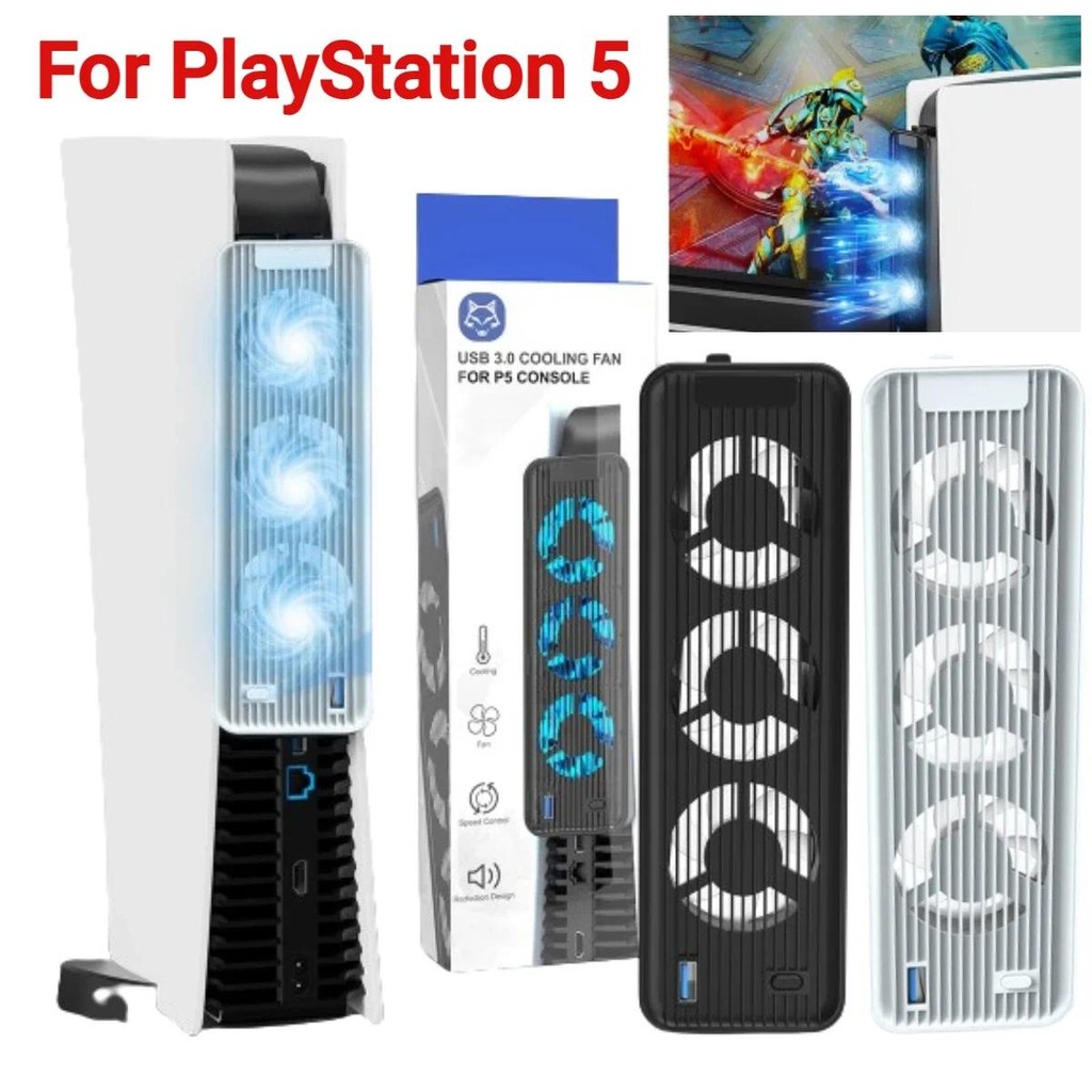 

For PS5 Console External Host Cooling Fan with LED Light Cooling System Quiet Cooler Fan for Playstation 5 Disc&Digital Edition