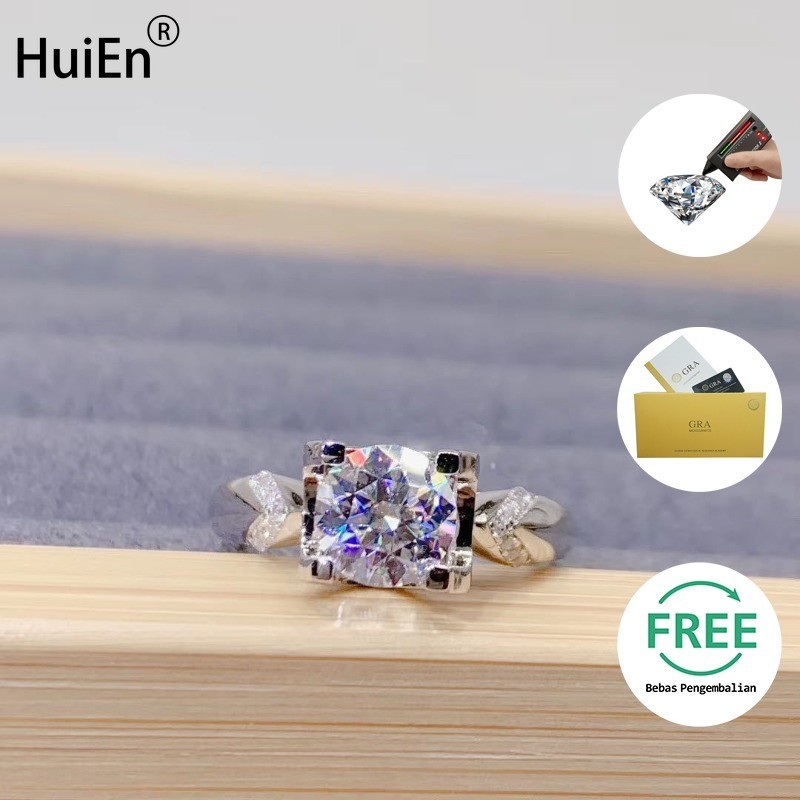 HuiEn D Cincin Moissanite Warna Pt950 Wanita