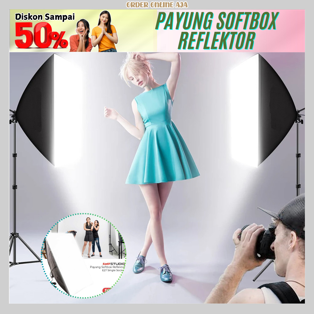 Payung Softbox Lighting Reflektor TaffSTUDIO 50x70cm Payung Lampu Studio  - CL-RT50