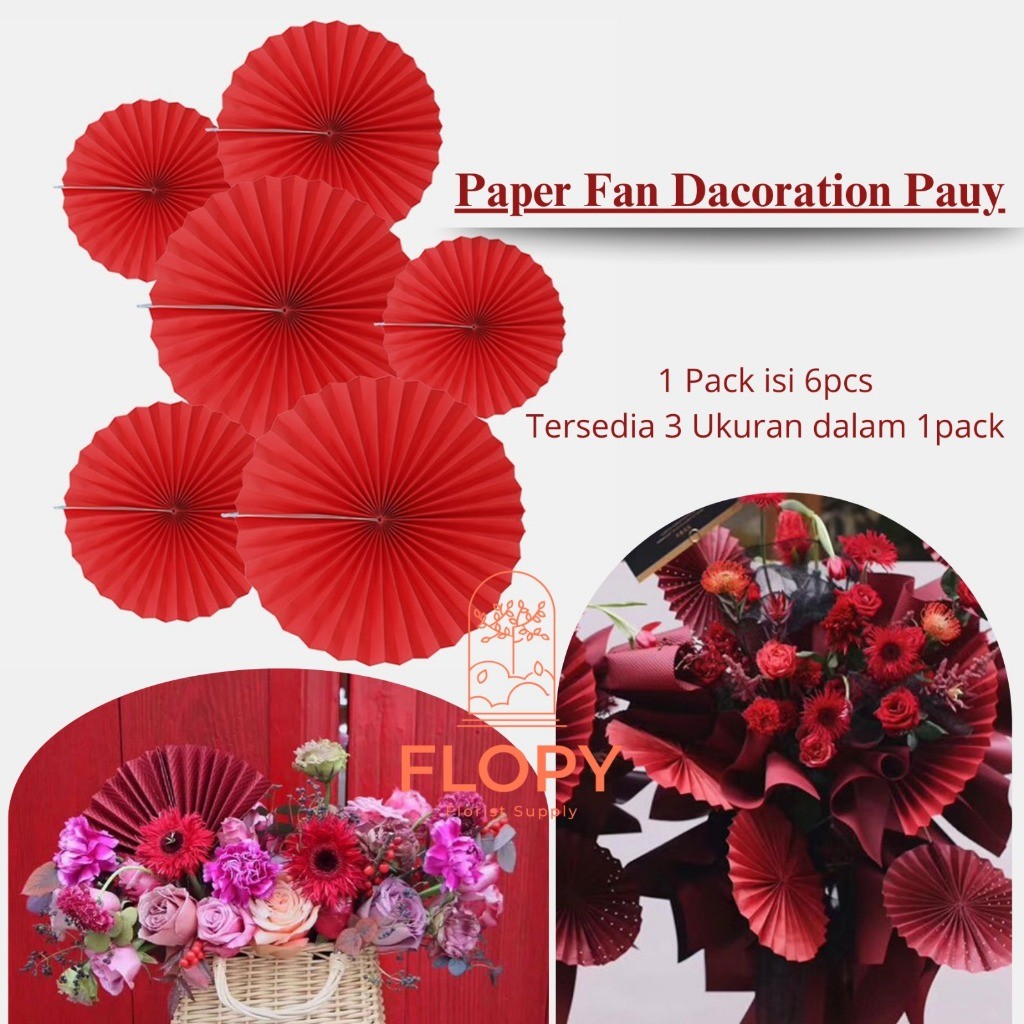 

[ 6 Pcs ] Paper Flower Fan Decoration Pauy / Dekorasi Kipas Flower