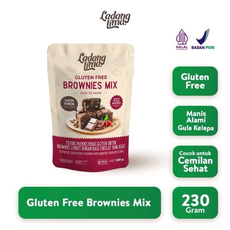 

Ladang Lima - Brownies Mix Gluten Free 230gr Tepung Premiks Brownies Siap Pakai