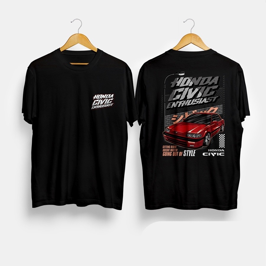 Kaos Baju Mobil Honda Grand Civic Wonder LX Red Enthusiast Kaos Otomotif