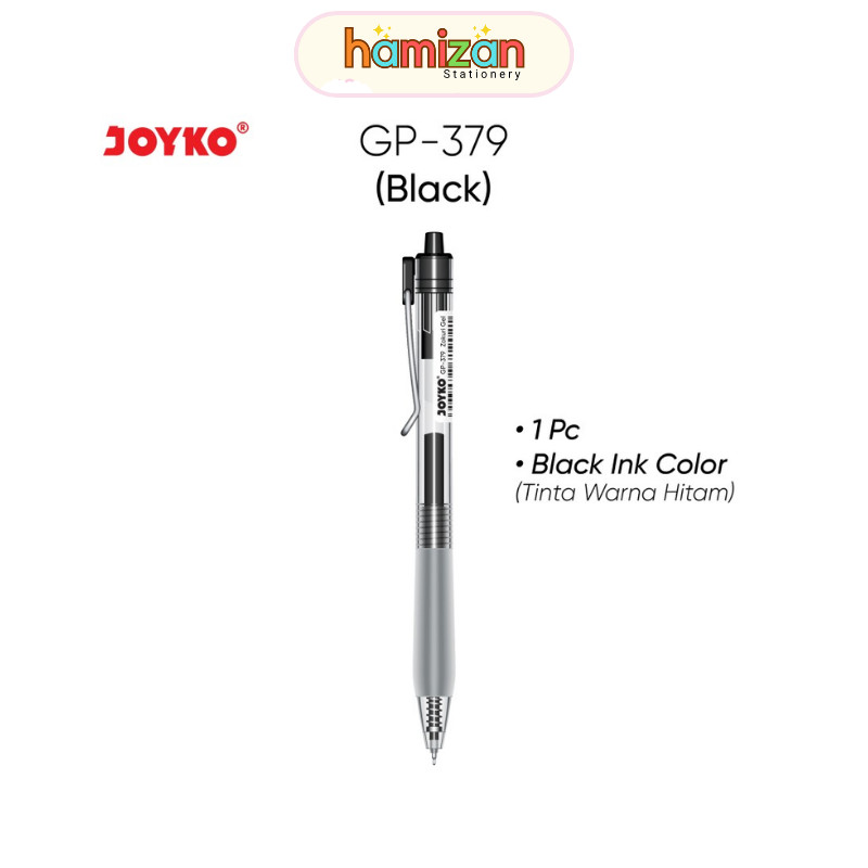 

( 1 pcs ) BP 379 Pulpen Retractable Soft Grip Joyko BP379 / Gel Pen Cetrek Semi Needle Tip / Bolpen Cetek GP-379 0.5mm Joyko/ Gel Pen Pulpen Pena Joyko GP-379 Zokuri Gel 0.5 mm - Black Murah Berkualitas