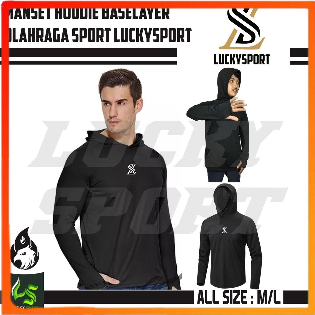 【 RAIRTRSELLER 】 Baselayer Manset Pria Wanita Manset Hoodie Olahraga Baselayer Hoodie Kupluk Ketat M
