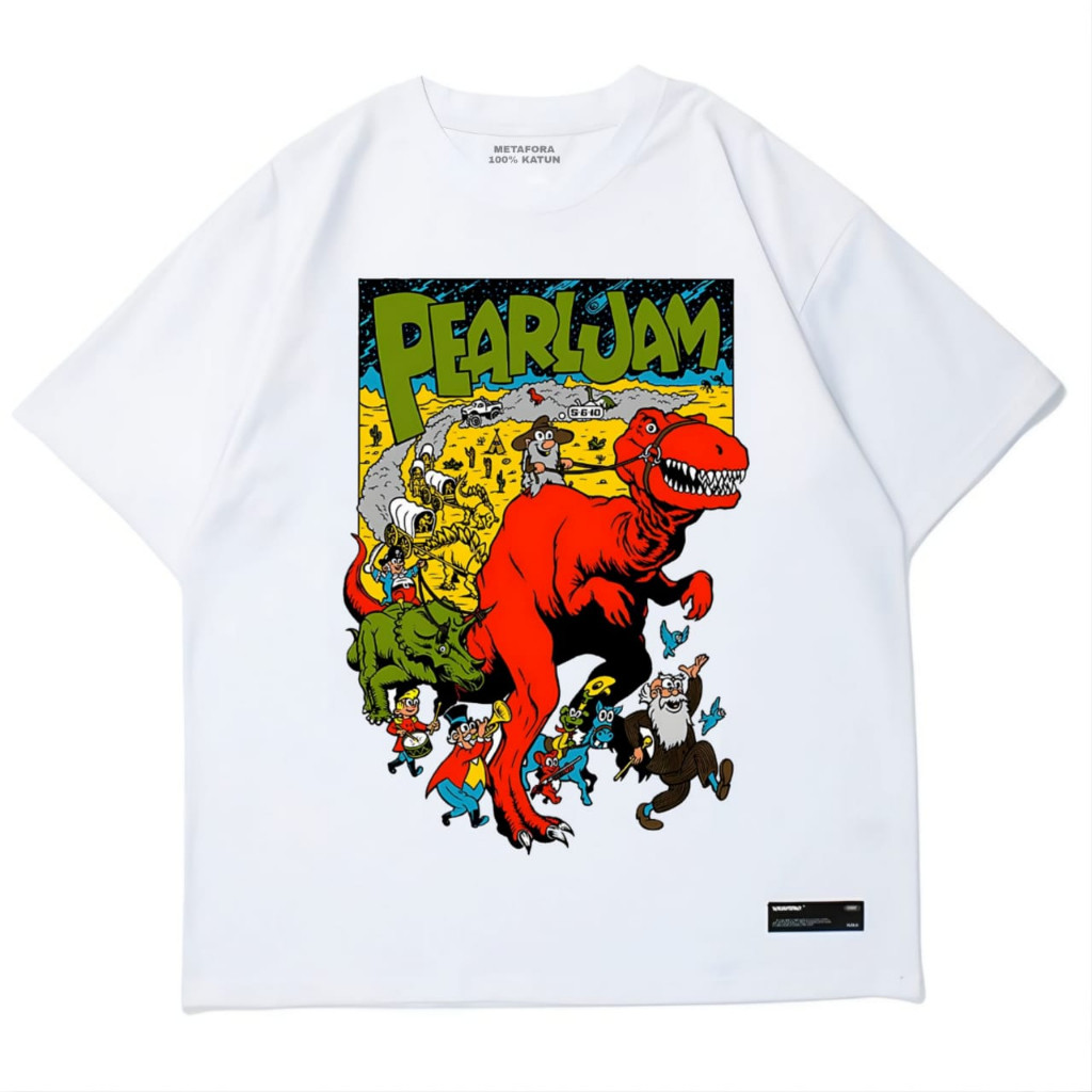 Kaos Tshirt Pearljam Vintage Kaos lengan pendek Putih
