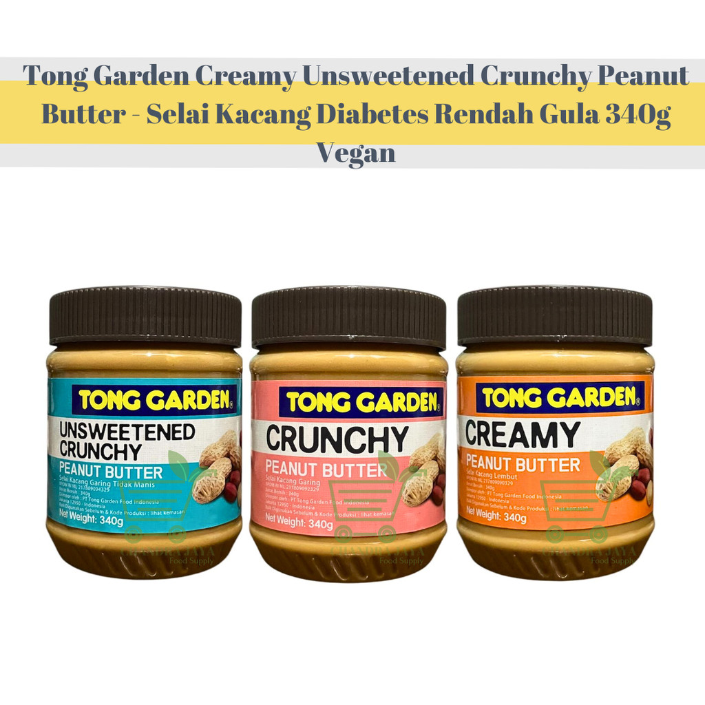 

Tong Garden Creamy Unsweetened Crunchy Peanut Butter - Selai Kacang Diabetes Rendah Gula 340g Vegan