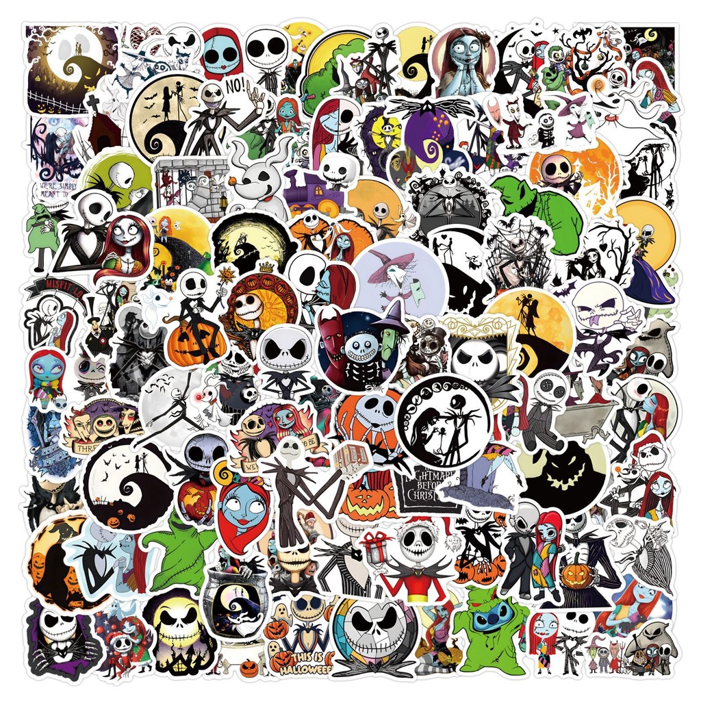 

60/120PCS The Nightmare Before Christmas Halloween Stickers DIY Laptop Luggage Skateboard Graffiti Decals Sticker Toys Gifts