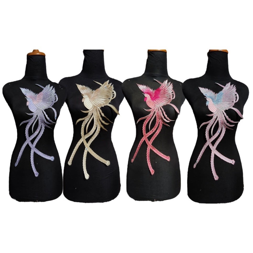 renda bordir gamis motif burung cheongsam