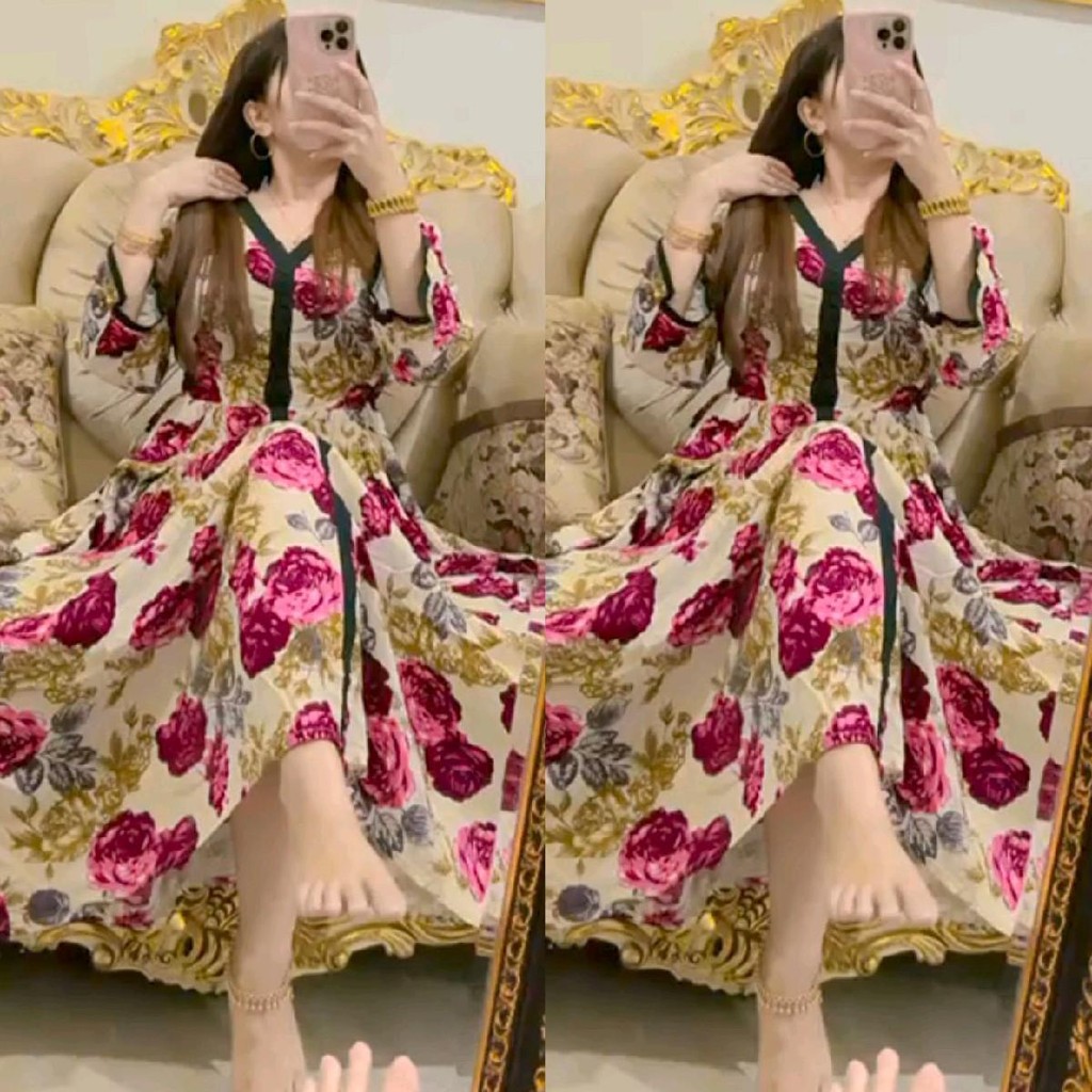 Dress terbaru Gamis wanita Megumi Asahi bahan katun rayon premiyum Ld 110 pb 138 rempel bawah