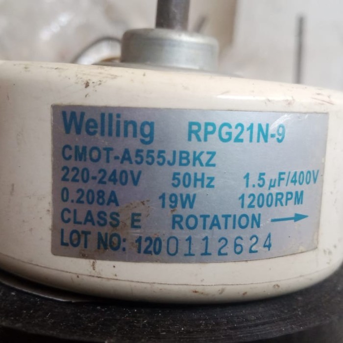 D90 Motor Fan Indoor AC Split Sharp WELLING    RPG21N-9 CMOT-A555JBKZ 220-240V      50Hz 1.5uF/400V 