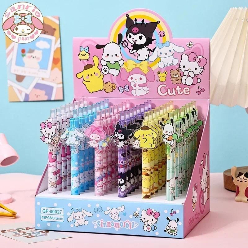 

Sanrio Kawaii Gel Pens 24/48pcs Kuromi My Melody Hello Kitty Acrylic Patch Press Pen Office Pens Cute Student Stationery Gifts