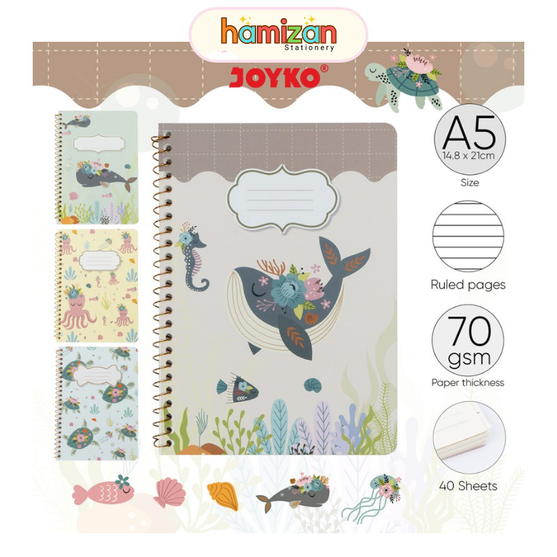 

Ruled Notebook Diary A5 / Agenda Ring / Buku Catatan / Notepad Bergaris Joyko NB-730 Paus Penyu Cumi ukuran A5 40 Lembar / Buku Tulis Catatan Bergaris Ruled Notebook Joyko NB-730 Ocean Creature Murah Berkualitas