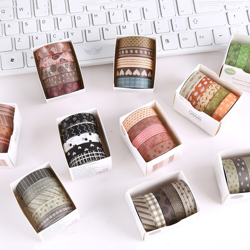 

Basic Washi Tape 5 Rolls Diary Decoration Cinta Adhesiva Decorativa Stationery Masking Tape Scrapbooking Supplies Washi Tapes