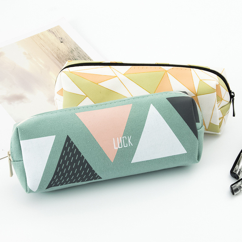 

Stationary Pen Storage Bag Pen Pencil Bag Canvas Large Capacity Cosmetic Travel Storage Bag Simple Plaid Pencil Case