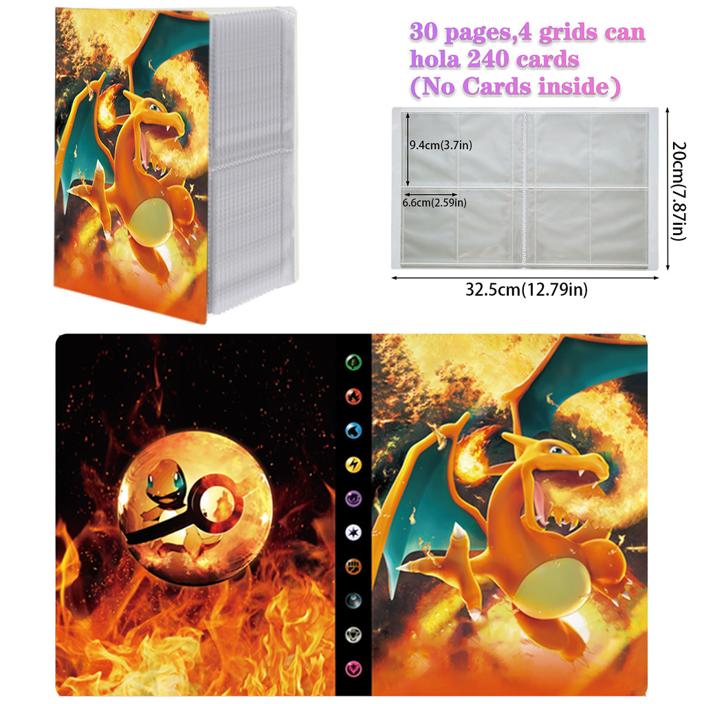 

2024 Charizard Holder Binder Collections Folder Anime Card Protector Notebook for Game Album 240Pcs Card Book