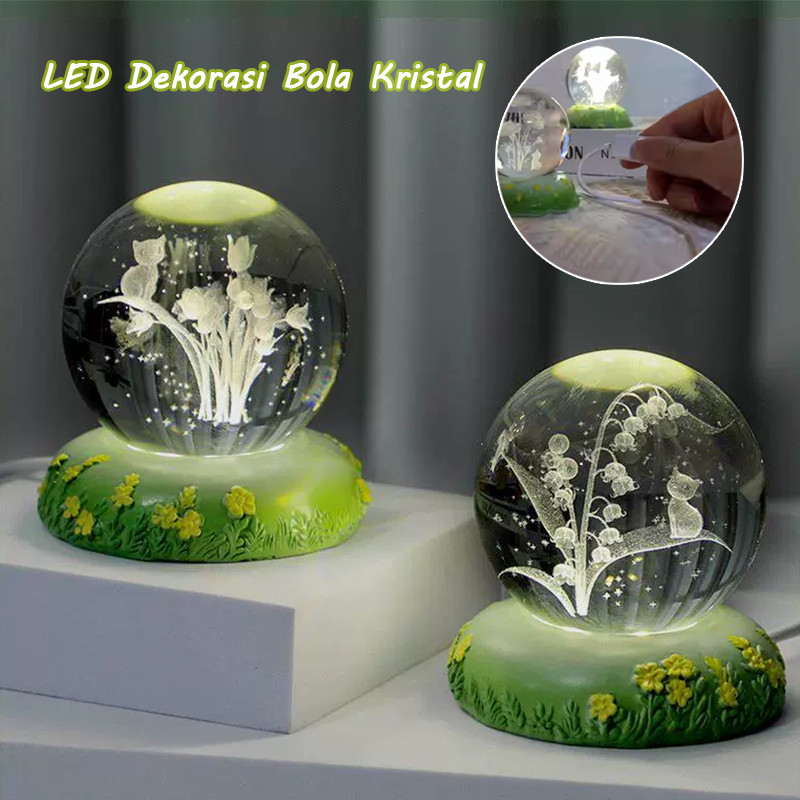 LED Lampu Dekorasi Bola Kristal Bola Kristal Hadiah Spesial 3D Lampu Malam Bola Kristal