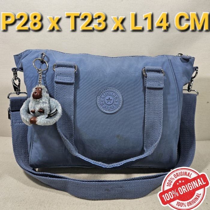 Kipling original live light K153713DF 2way shoulder tote sling bag blue tas selempang bisa jinjing a