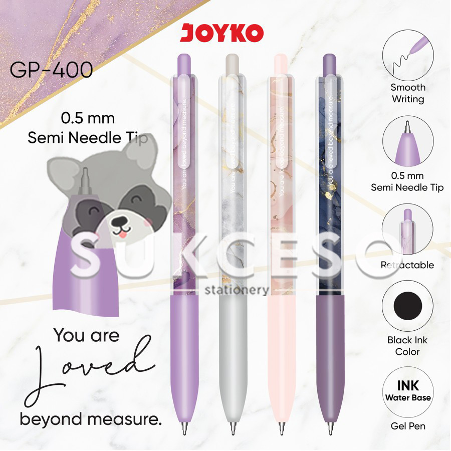 

Joyko Gel Pen GP-400 Black Pulpen Pena Motif Marmer Pastel 0.5mm