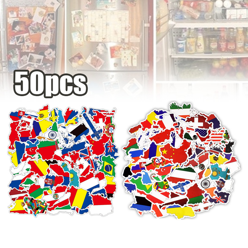 

Sticker Tumbler Stiker Laptop Koper Helm Sticker Pack World Map Flag 1