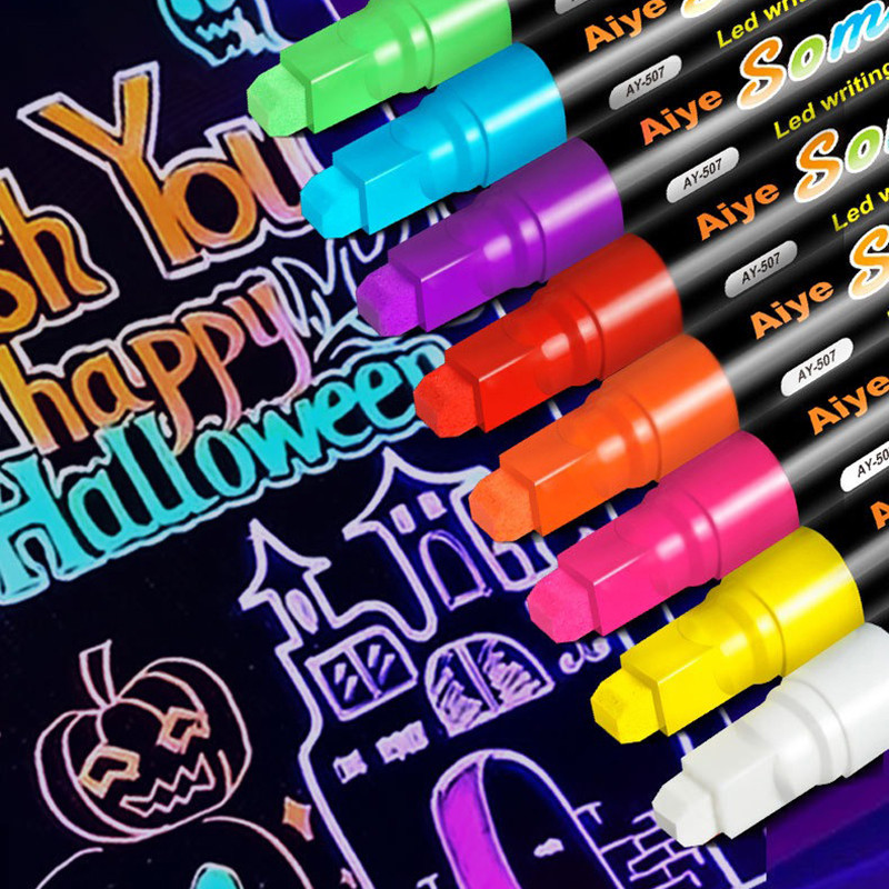 

7/8/10mm Liquid Chalk Erasable LED Highlighter Fluorescent Marker Set for Blackboard Glass Window Painting Advertisement Chalk