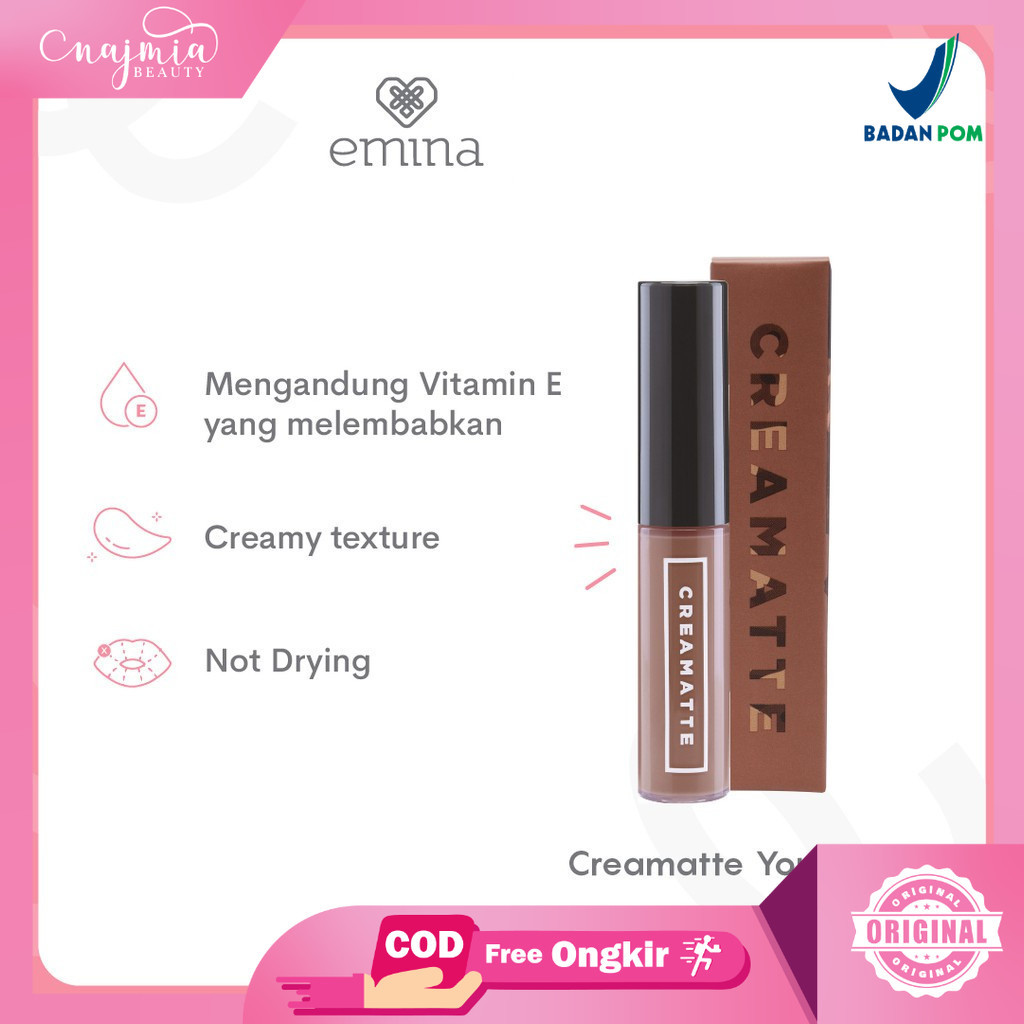 Najmia - EMINA Creamatte 5.5 g (packaging lama) - Matte Lip Cream with Vit E - Lipstik Emina