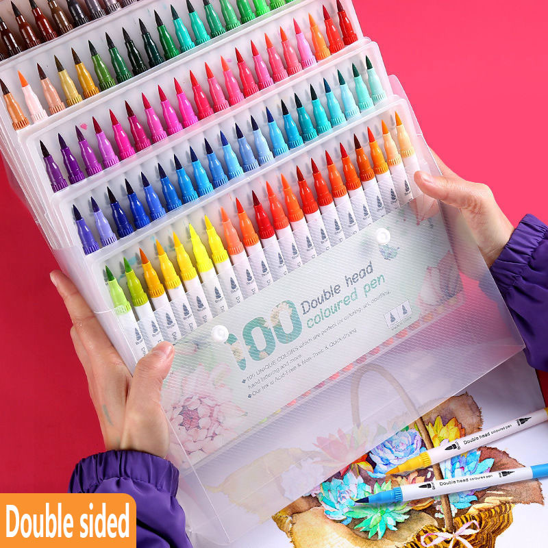 

12-120 Colors Double Sided Marker Pens Set Water Based Washable Ink Art School Drawing Supplies Highlighter Sketch Brush Pen
