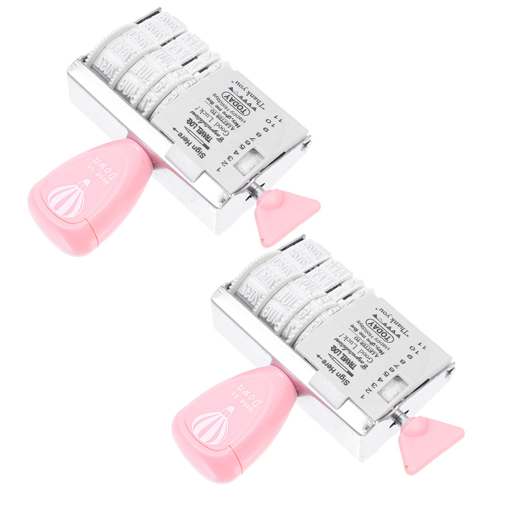 

2Pcs Date Roller Stamp Knob Small Size Lightweight Portable Scrapbook Planner Hand Account Diary Useful Stamps